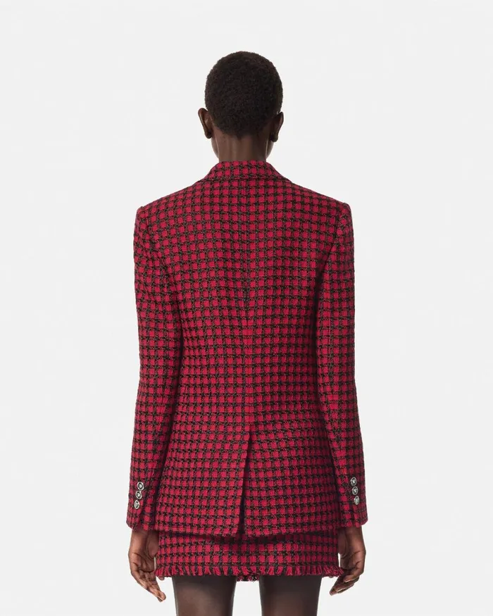 Versace Tweed Masculine Blazer Blackred Women Blazer and Jackets