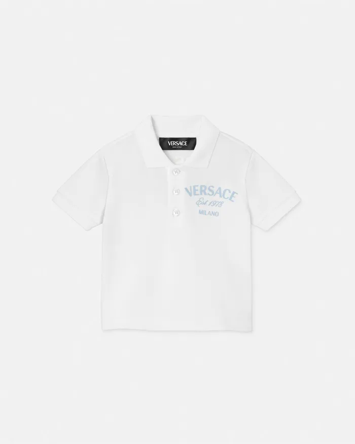Versace University Coral Baby Polo Shirt Whiteprint Kids Shirts and Tshirts