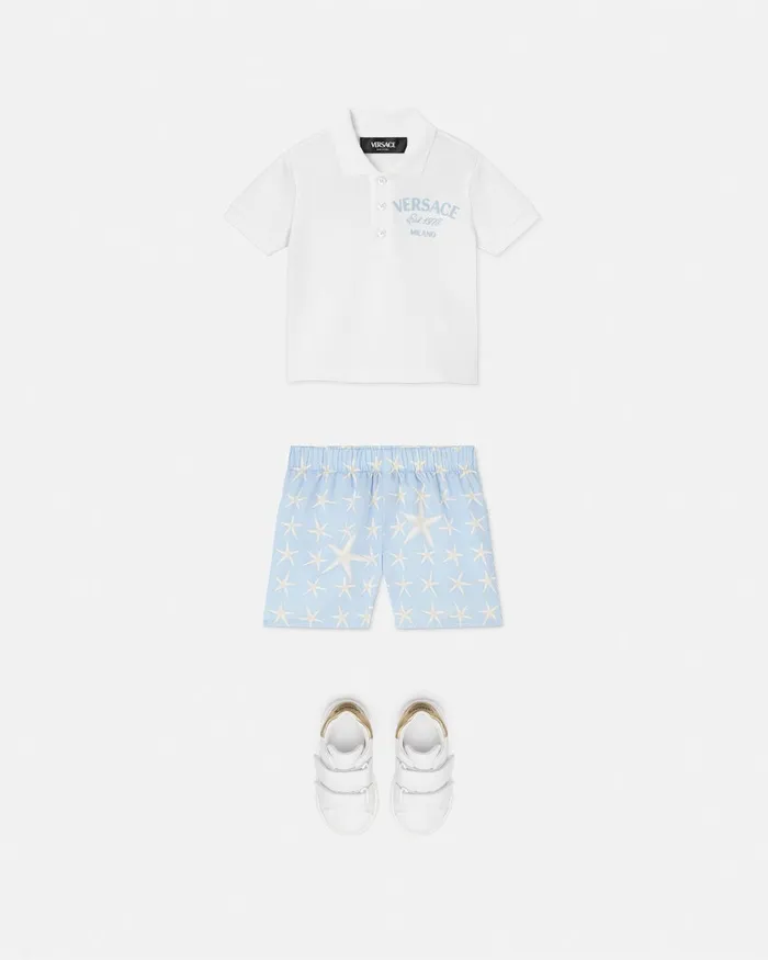 Versace University Coral Baby Polo Shirt Whiteprint Kids Shirts and Tshirts