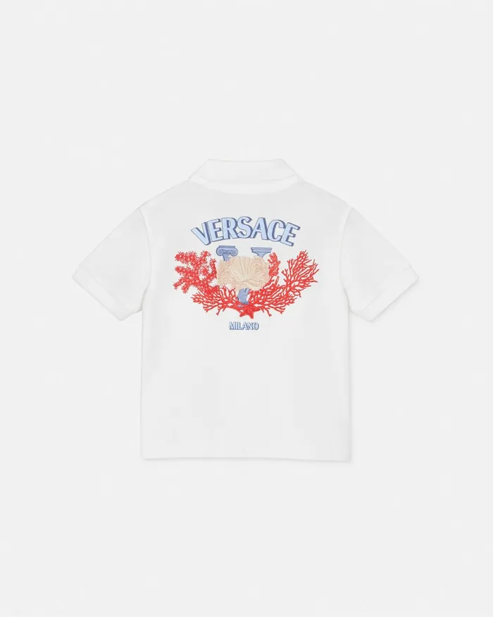 Versace University Coral Baby Polo Shirt Whiteprint Kids Shirts and Tshirts