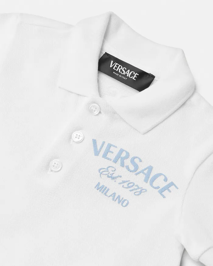 Versace University Coral Baby Polo Shirt Whiteprint Kids Shirts and Tshirts