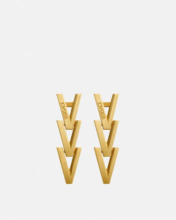 Versace V2025 Chain Drop Earrings Light Gold Women Earrings