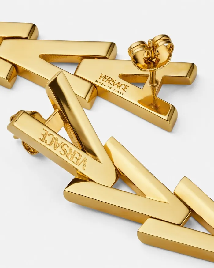 Versace V2025 Chain Drop Earrings Light Gold Women Earrings