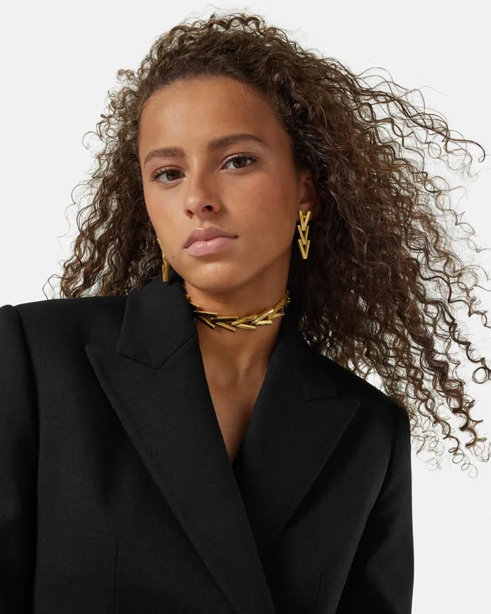 Versace V2025 Chain Drop Earrings Light Gold Women Earrings