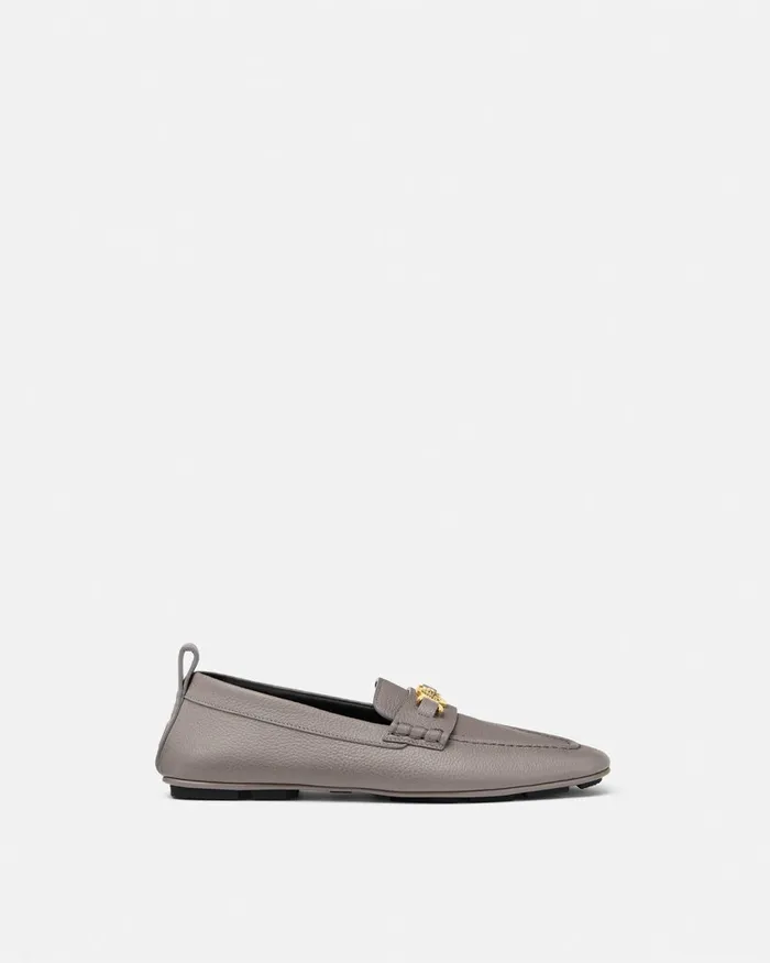 Versace Villa Driver Shoes Gray Men Loafers and Slippers