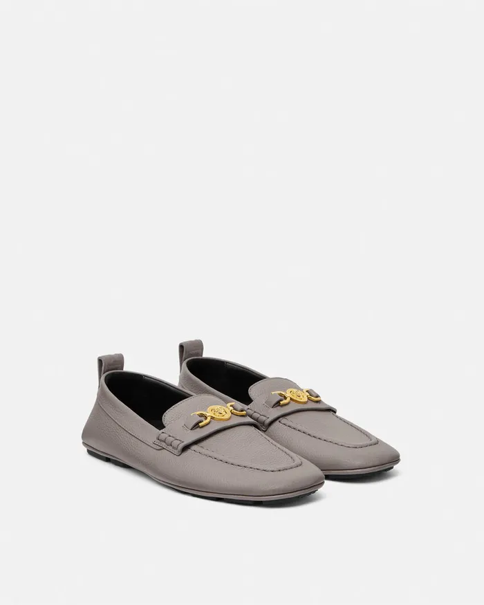 Versace Villa Driver Shoes Gray Men Loafers and Slippers