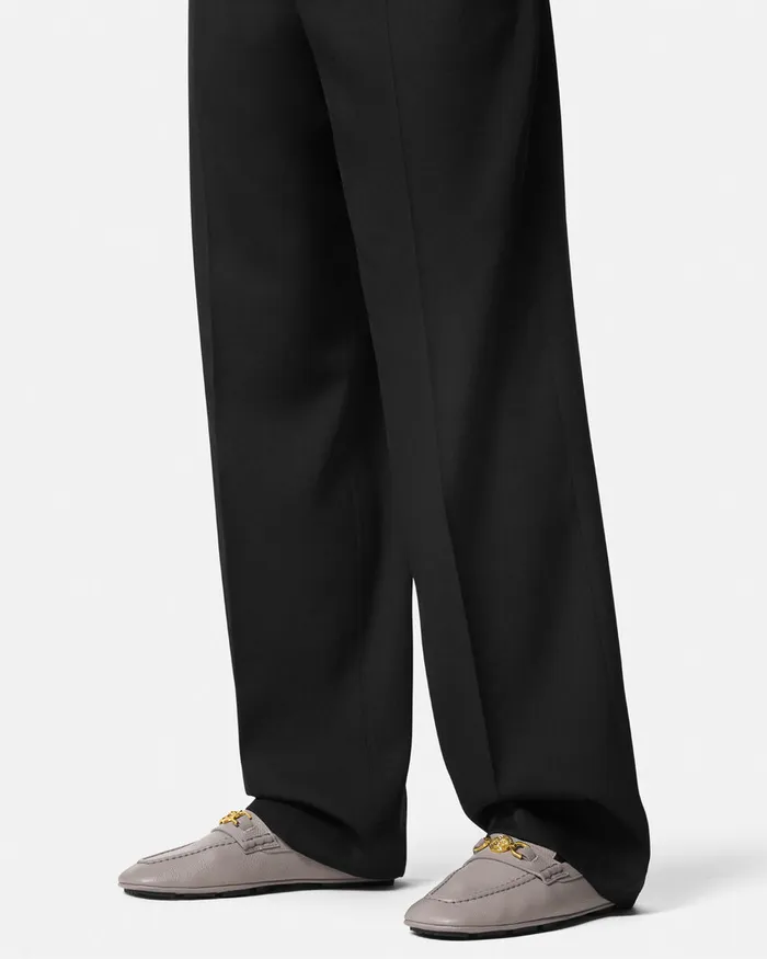Versace Villa Driver Shoes Gray Men Loafers and Slippers