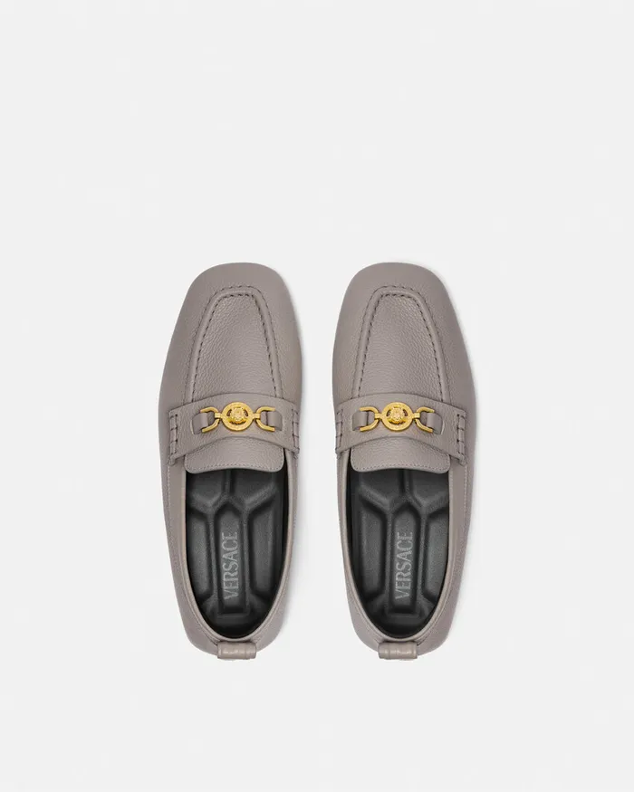 Versace Villa Driver Shoes Gray Men Loafers and Slippers