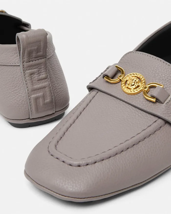 Versace Villa Driver Shoes Gray Men Loafers and Slippers