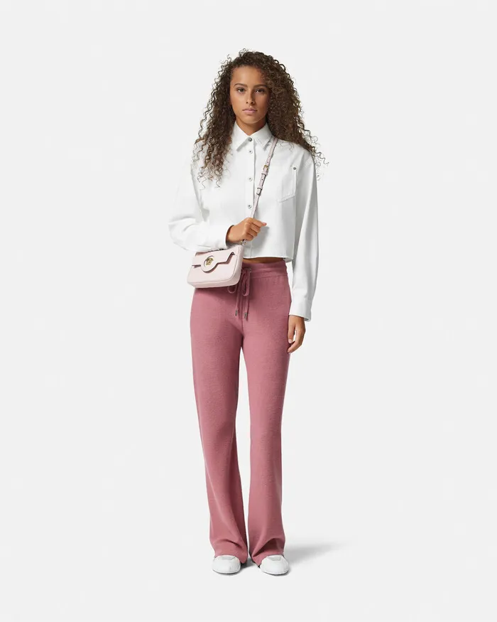 Versace WoolBlend Flared Towel Pants Pink Women Knitwear