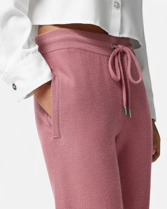 Versace WoolBlend Flared Towel Pants Pink Women Knitwear