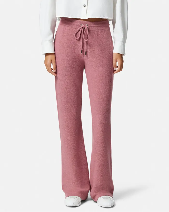 Versace WoolBlend Flared Towel Pants Pink Women Knitwear