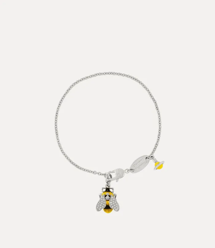 Vivienne Westwood Bracelets Women Bumble Bee Bracelet Platinum White Crystal Black Yellow Enamel Vivienne Westwood Bracelets Women Bumble Bee Bracelet Platinum White Crystal Black Yellow Enamel