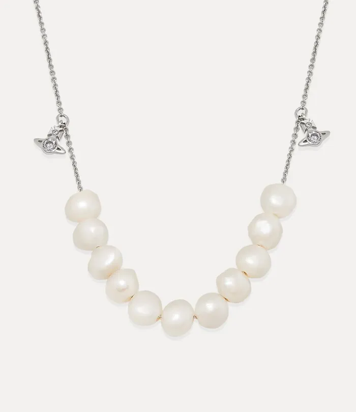 Vivienne Westwood Necklaces Men Man Azul Necklace Platinum Freshwater Pearl Pearl Vivienne Westwood Necklaces Men Man Azul Necklace Platinum Freshwater Pearl Pearl