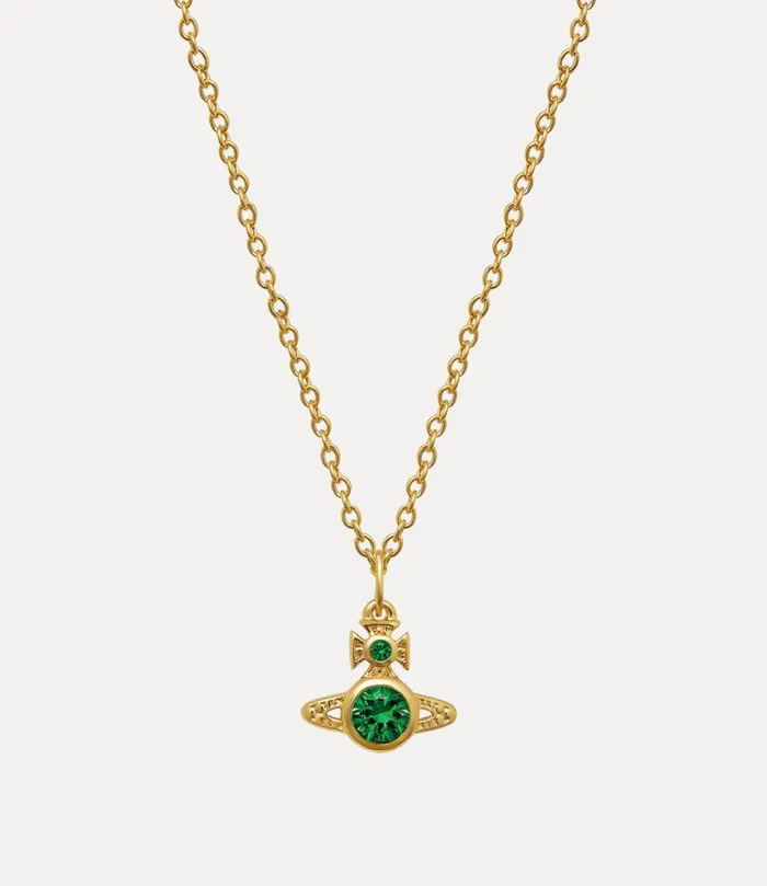 Vivienne Westwood Necklaces Women London Orb Pendant Necklace Gold Emerald Cz Vivienne Westwood Necklaces Women London Orb Pendant Necklace Gold Emerald Cz