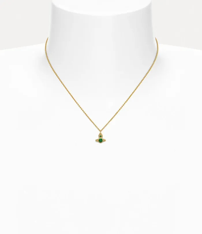 Vivienne Westwood Necklaces Women London Orb Pendant Necklace Gold Emerald Cz