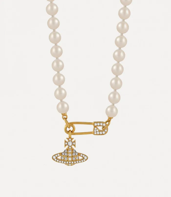 Vivienne Westwood Necklaces Women Lucrece Pearl Necklace Gold Light Creamrose White Cz