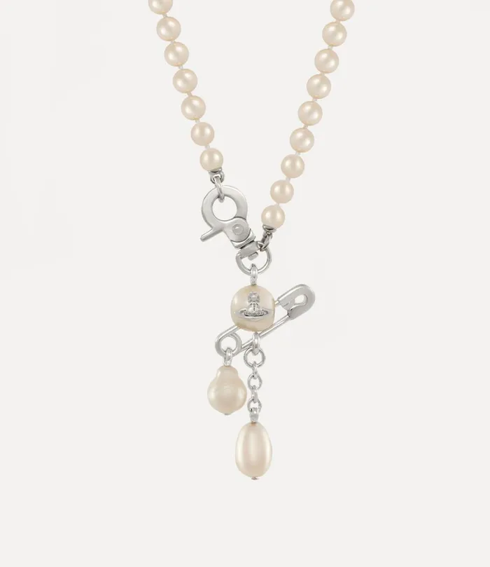 Vivienne Westwood Necklaces Women Small Claude Pearl Necklace Platinum Creamrose Pearl