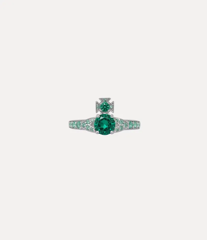 Vivienne Westwood Rings Women Ismene Ring Platinum Green Cz