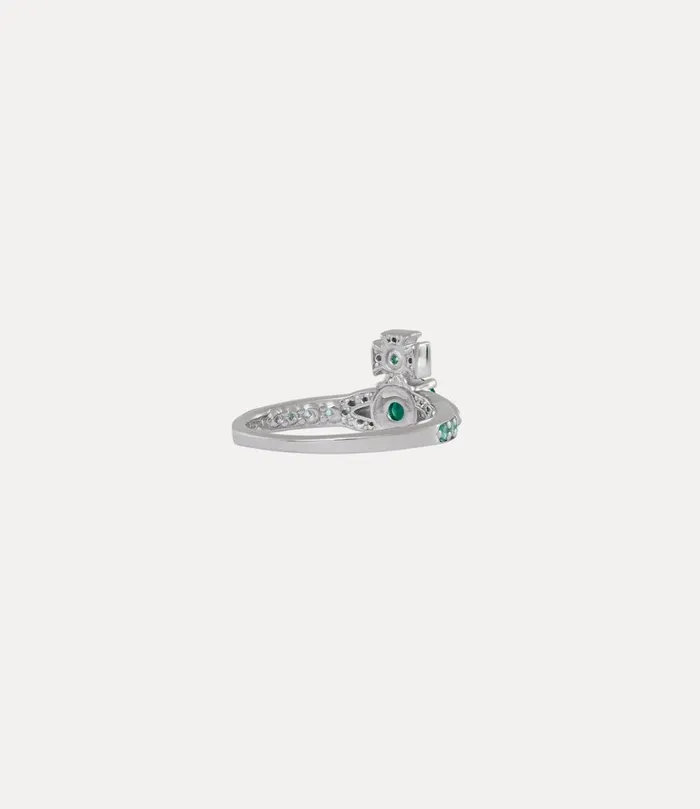 Vivienne Westwood Rings Women Ismene Ring Platinum Green Cz