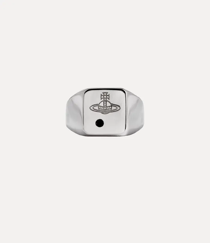 Vivienne Westwood Rings WomenMen Carlo Ring Platinum Black Cz