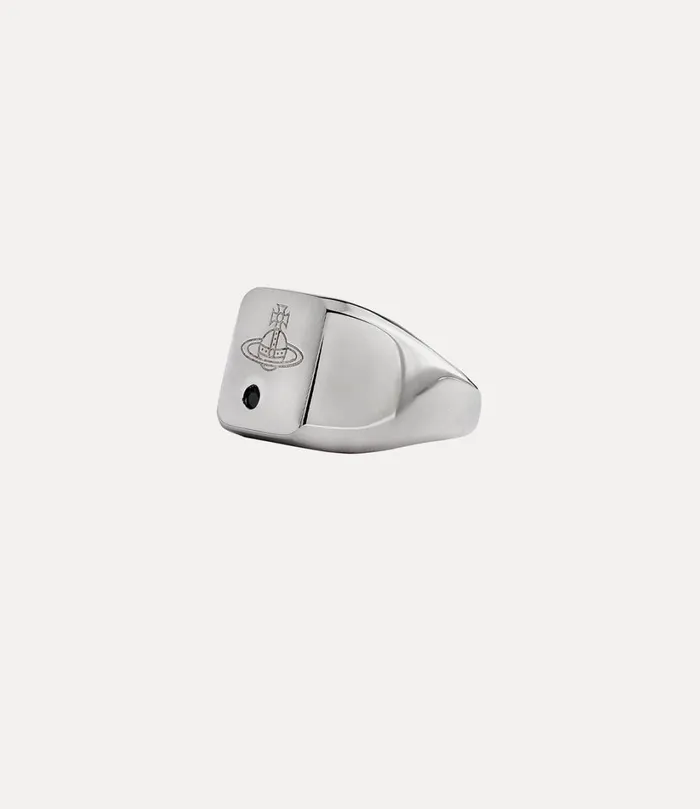 Vivienne Westwood Rings WomenMen Carlo Ring Platinum Black Cz