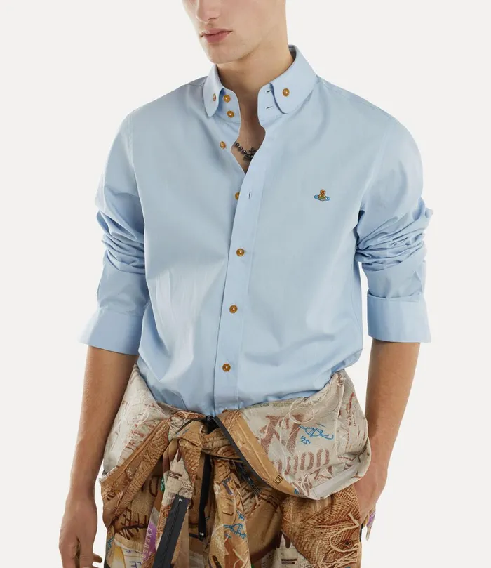Vivienne Westwood Shirts Men Two Button Krall Shirt Blue