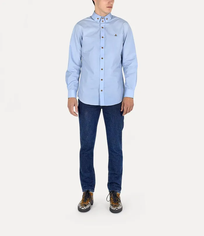 Vivienne Westwood Shirts Men Two Button Krall Shirt Blue