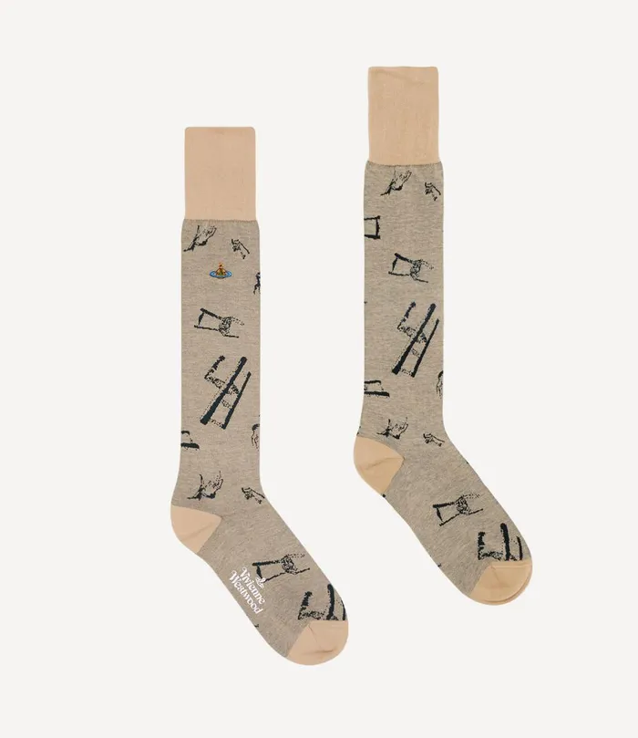 Vivienne Westwood Socks And Tights WomenMen Deer Chair High Sock Beige