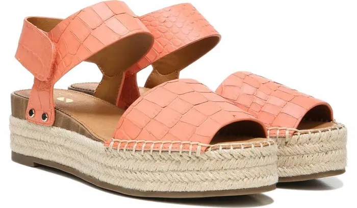Wedge Sandals Women Franco Sarto Sarto Oak Espadrille Sandal Coral Crocco Leather Wedge Sandals Women Franco Sarto Sarto Oak Espadrille Sandal Coral Crocco Leather