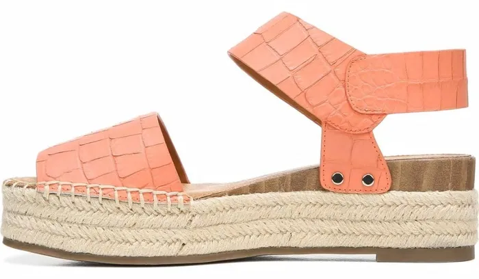 Wedge Sandals Women Franco Sarto Sarto Oak Espadrille Sandal Coral Crocco Leather Wedge Sandals Women Franco Sarto Sarto Oak Espadrille Sandal Coral Crocco Leather