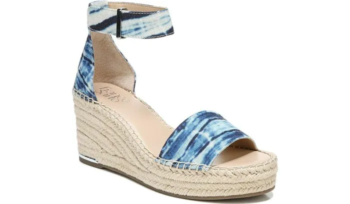 Wedges Women Franco Sarto Franco Clemens Espadrille Wedge Sandal Blue Canvas
