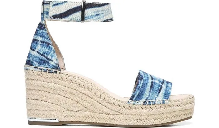 Wedges Women Franco Sarto Franco Clemens Espadrille Wedge Sandal Blue Canvas