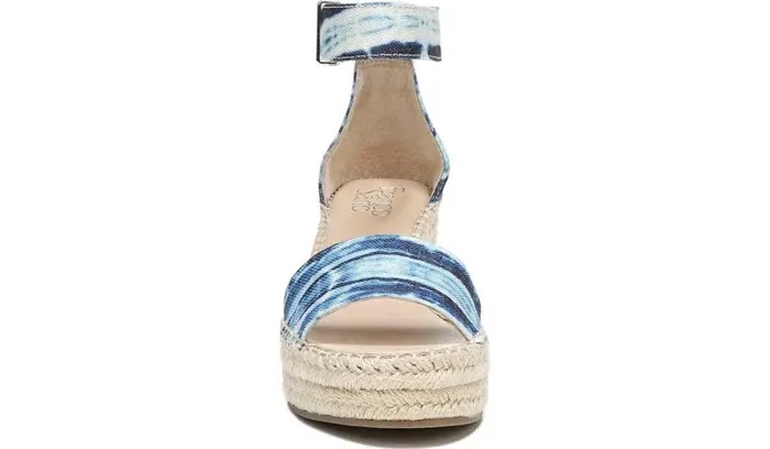 Wedges Women Franco Sarto Franco Clemens Espadrille Wedge Sandal Blue Canvas