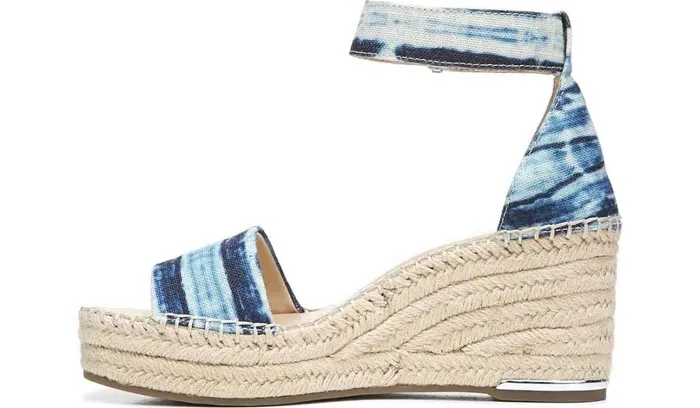 Wedges Women Franco Sarto Franco Clemens Espadrille Wedge Sandal Blue Canvas