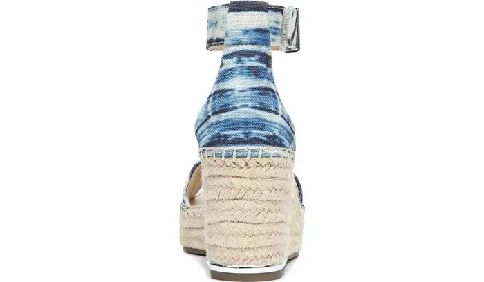 Wedges Women Franco Sarto Franco Clemens Espadrille Wedge Sandal Blue Canvas