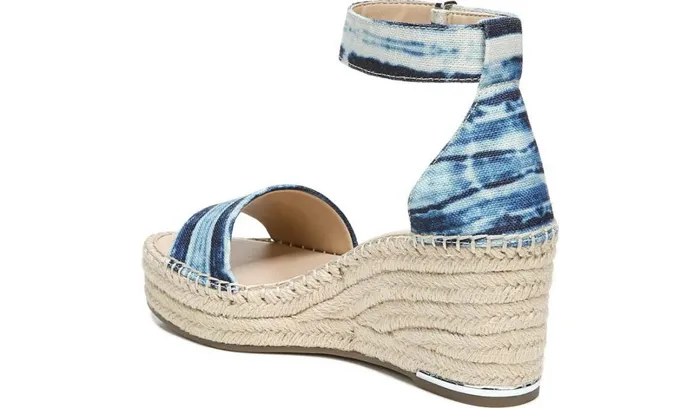 Wedges Women Franco Sarto Franco Clemens Espadrille Wedge Sandal Blue Canvas