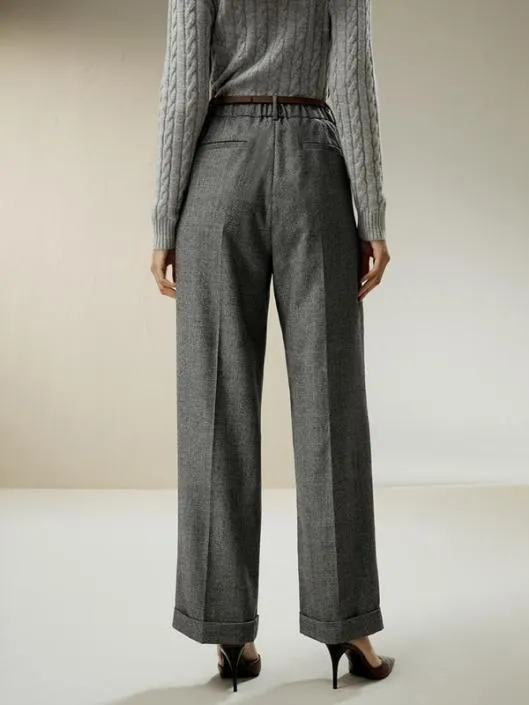 Wide Leg Woolflannel Suit Trousers Women Lilysilk Knitwear