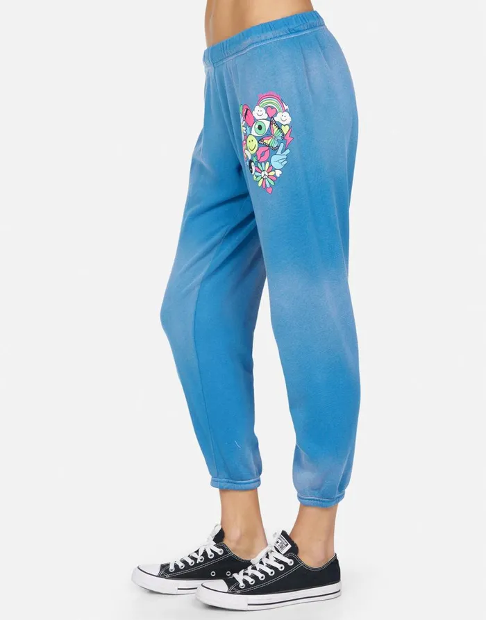 Women039s Alana Elements Heart Faded Riptide Lauren Moshi Crop Sweatpants