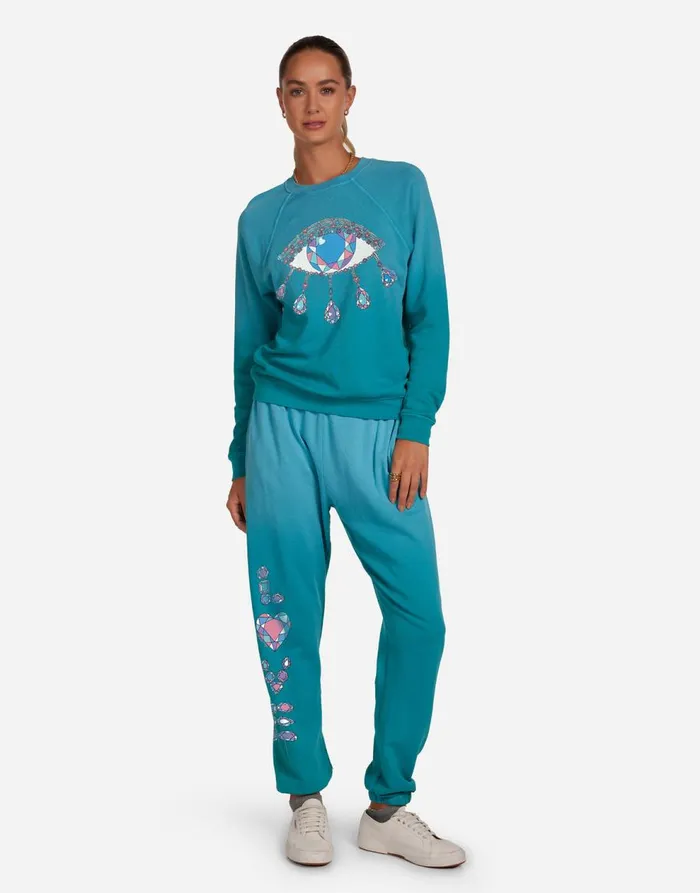 Women039s Anela Diamond Evil Eye Ultra Teal Ombre Lauren Moshi Long Sleeve