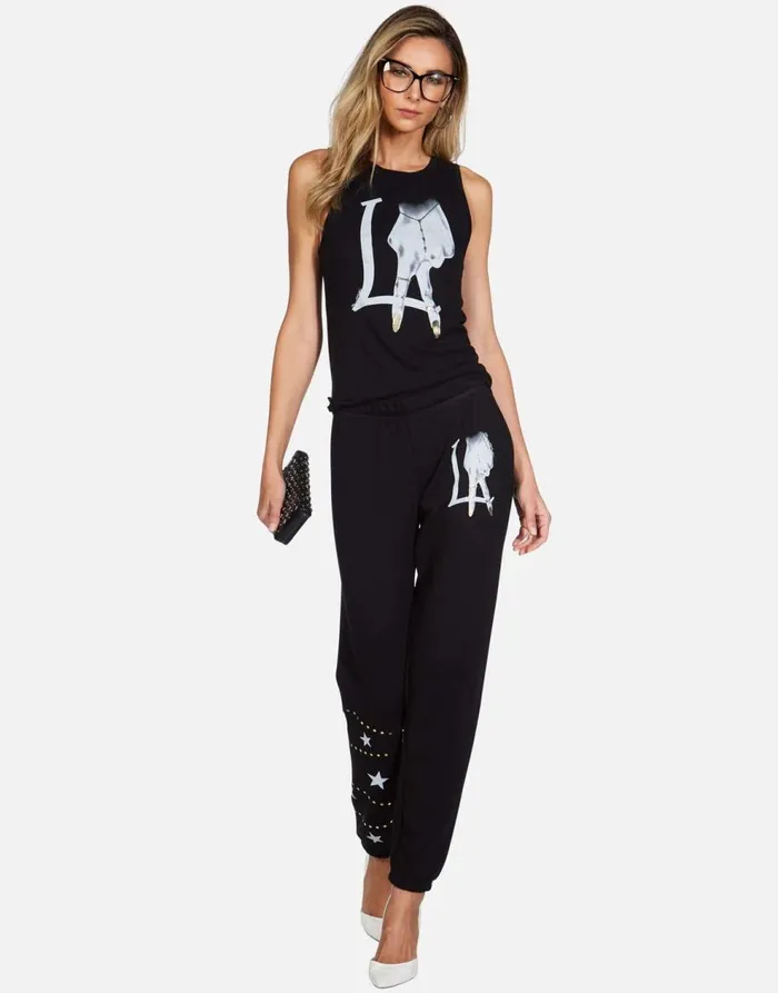 Women039s Ashlin LA Peace Finger Black Lauren Moshi Tanks