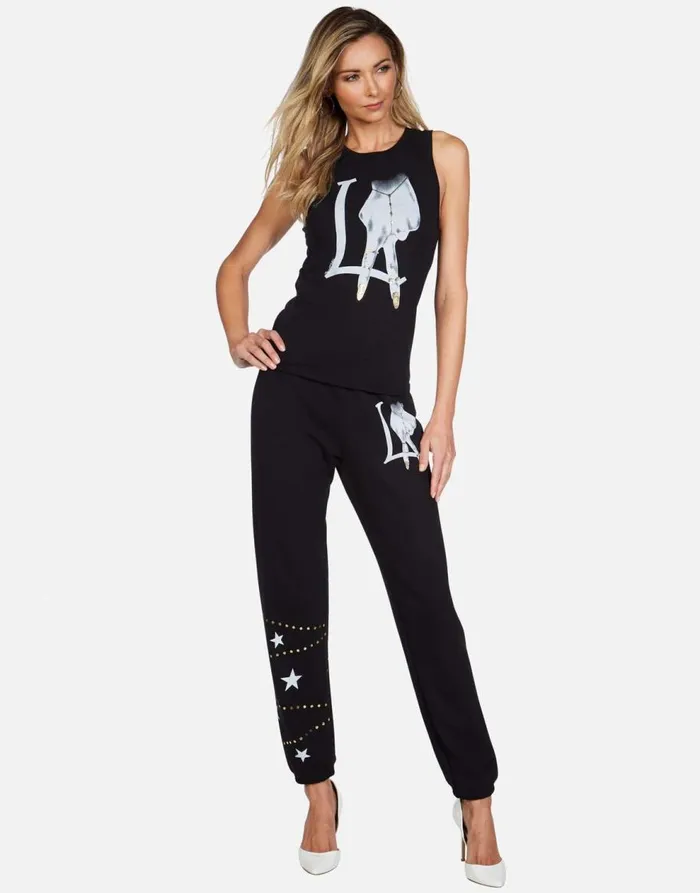 Women039s Ashlin LA Peace Finger Black Lauren Moshi Tanks