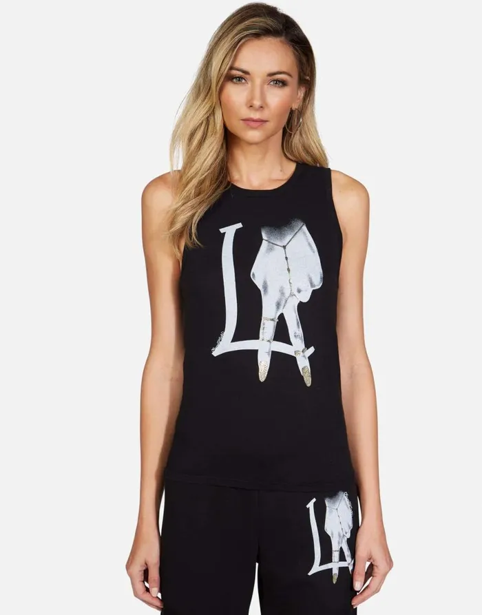 Women039s Ashlin LA Peace Finger Black Lauren Moshi Tanks