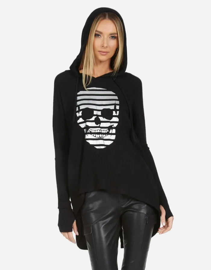 Women039s Bristol Stripe Skull Black Lauren Moshi Hoodies