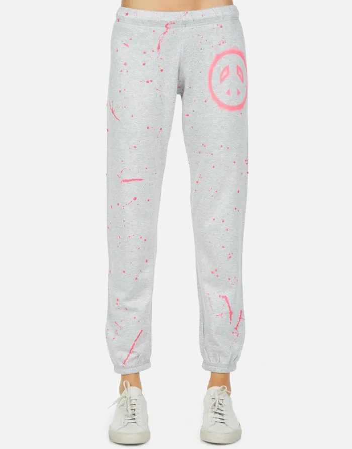 Women039s Brynn Airbrush Peace Heather Grey Lauren Moshi Long Sweatpants
