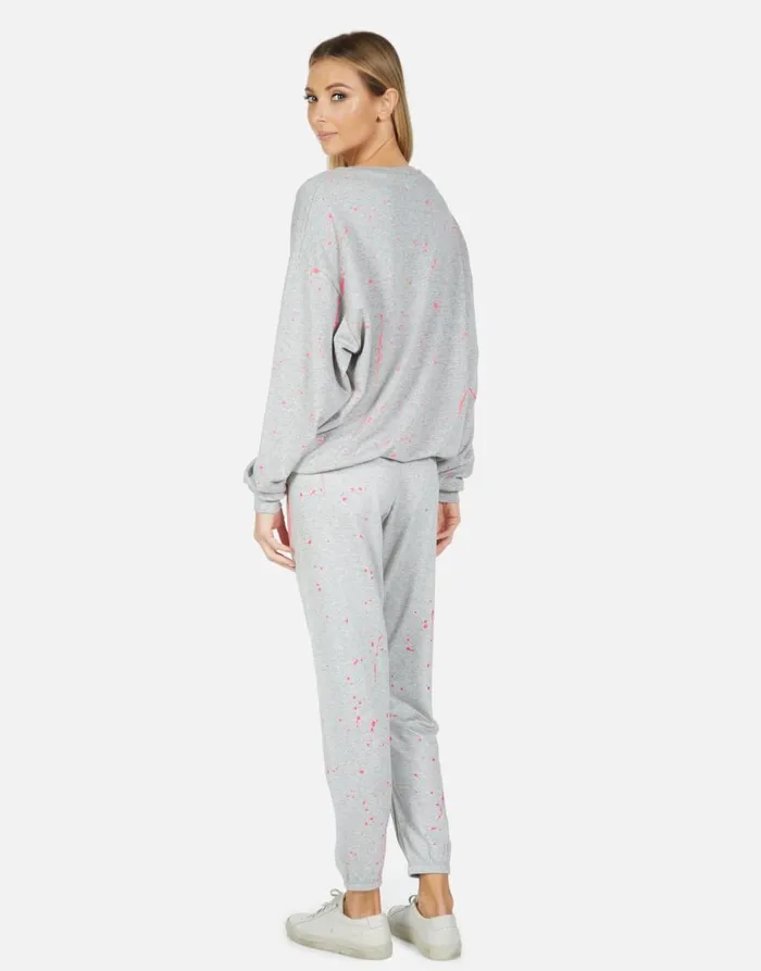 Women039s Brynn Airbrush Peace Heather Grey Lauren Moshi Long Sweatpants