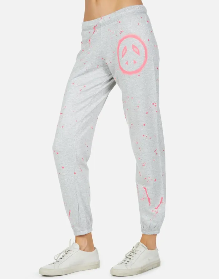 Women039s Brynn Airbrush Peace Heather Grey Lauren Moshi Long Sweatpants