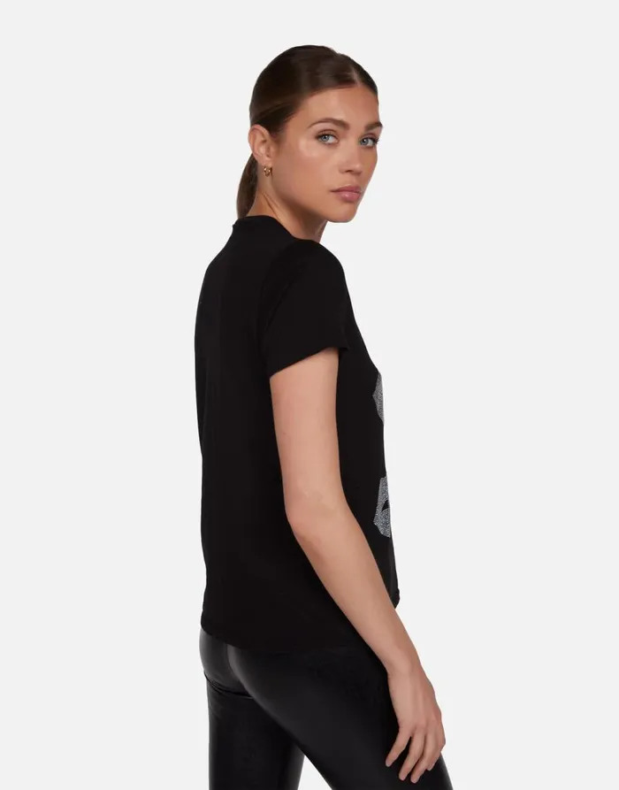 Women039s Croft Crystal Multi Lips Black Lauren Moshi Short Sleeve