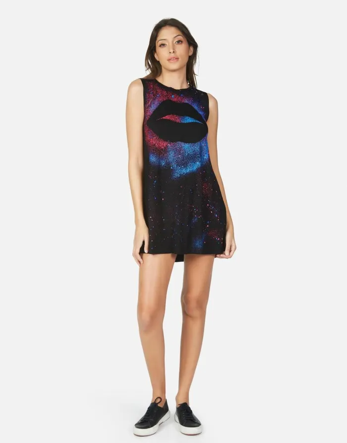 Women039s Deanna Galaxy Lip Black Galaxy Splatter Lauren Moshi Dresses