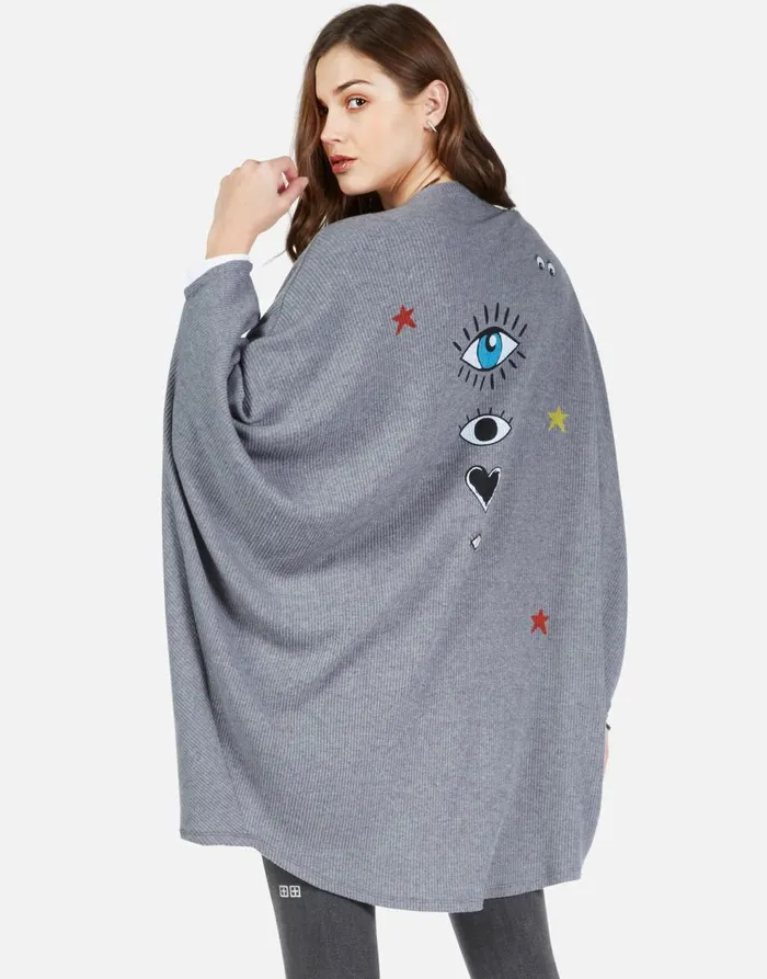Women039s Isla Cosmic Glam Eyes Heather Grey Lauren Moshi Sweaters and Knits